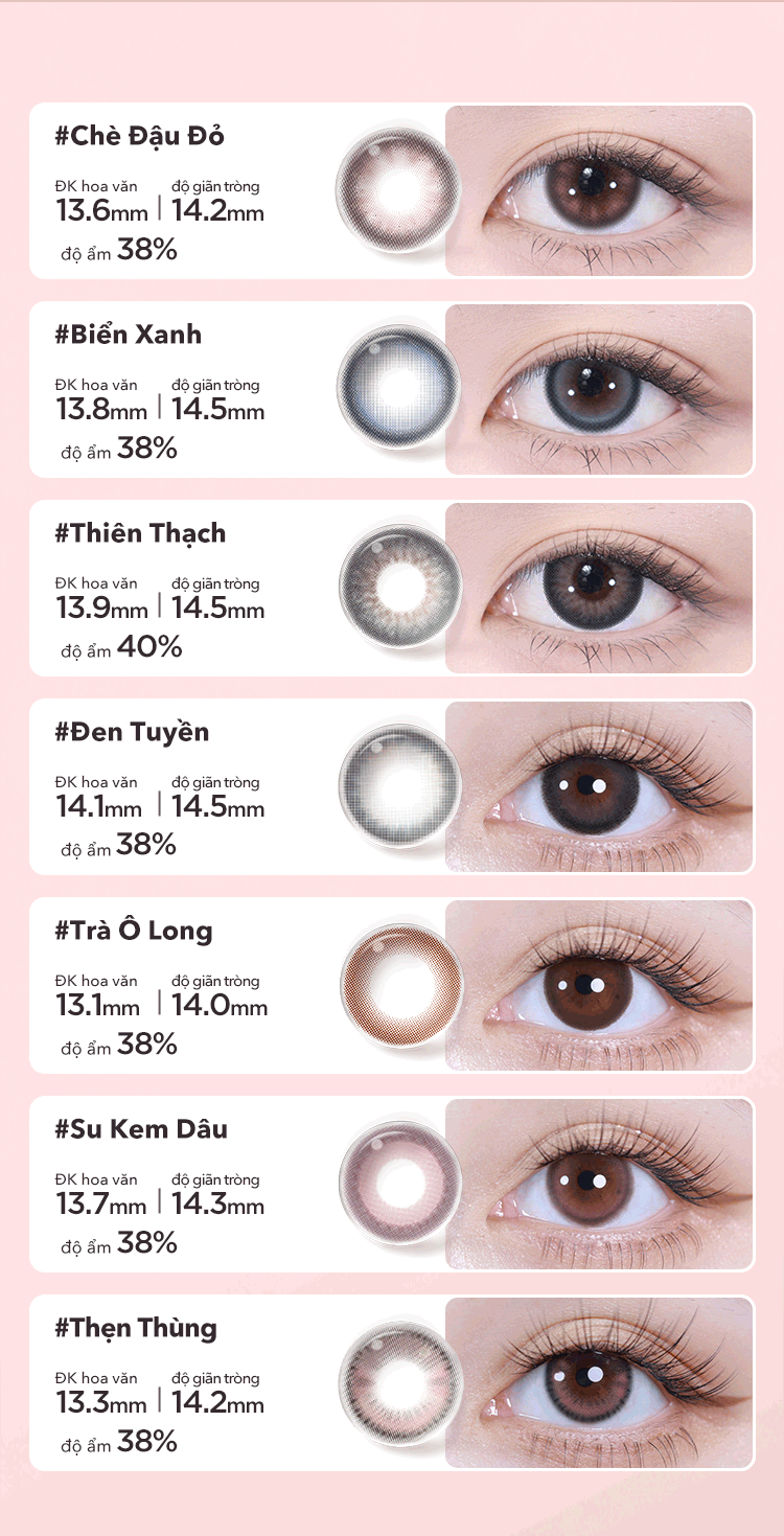 Mô tả Kính áp tròng 6 tháng moody, mẫu mã đa dạng, lên màu chuẩn, có độ cận 0-7, độ giãn tròng 14.0 – 14.5mm - 3