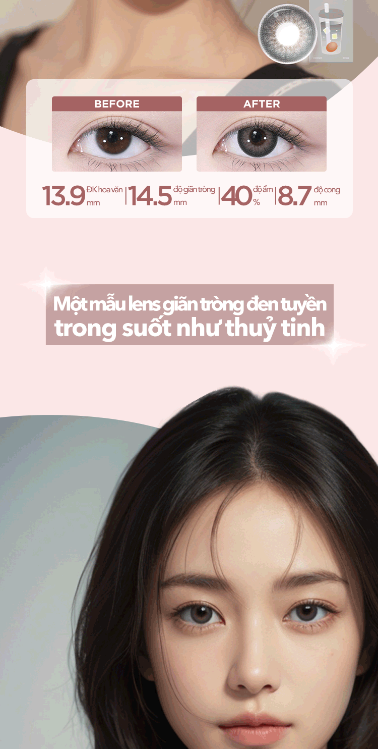 Mô tả Kính áp tròng 6 tháng moody, mẫu mã đa dạng, lên màu chuẩn, có độ cận 0-7, độ giãn tròng 14.0 – 14.5mm - 7