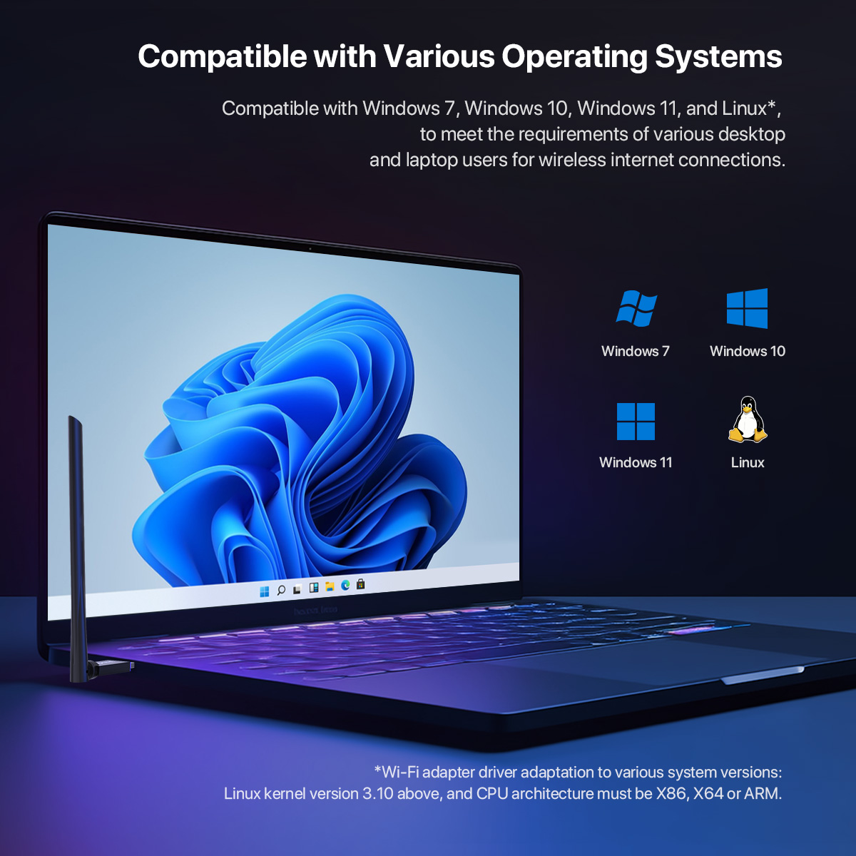 Mô tả Bộ chuyển đổi USB WiFi Tenda U11 Pro AX900 Thẻ tín hiệu WiFi Băng tần kép Ăng-ten 6dBi cho PC Laptop - 4