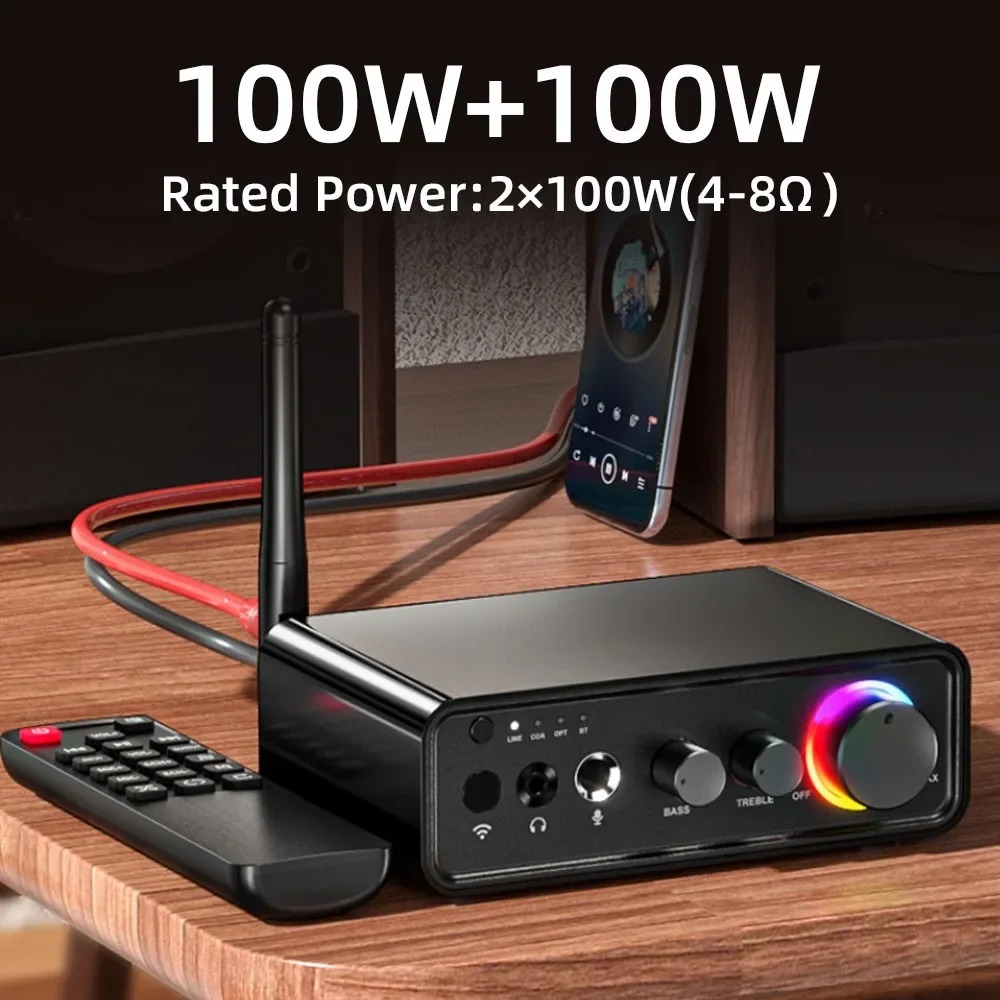 Nobsound NS-14G Amplificador Bluetooth 5.0 Hi-Fi 2.1 Canales 200W – Subwoofer, Control Graves/Agudos Y Ecualización