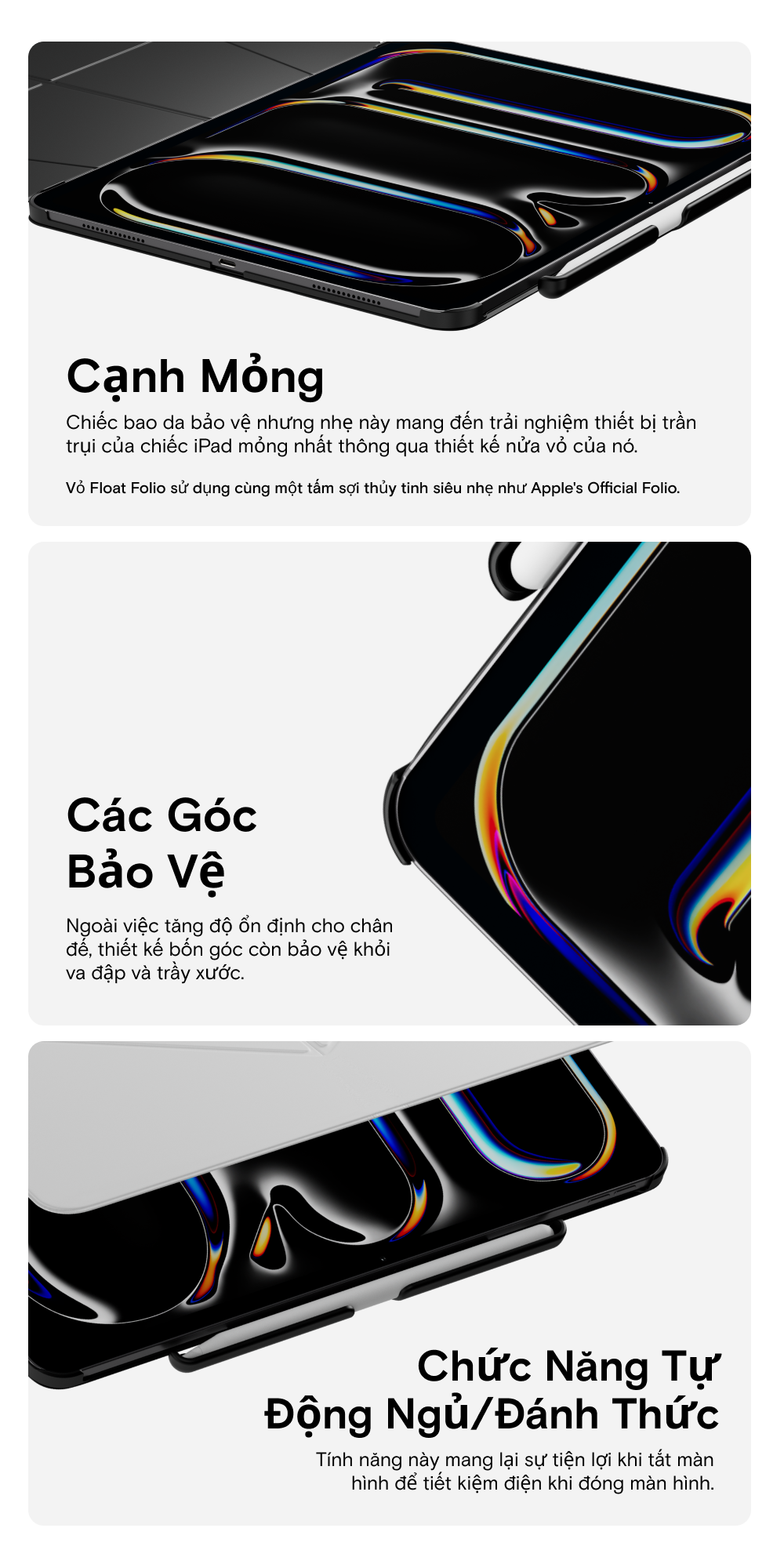 Mô tả Ốp điện thoại Folio phao MOFT cho iPad Air thế hệ thứ 6 11 '' M2 2024 & Pro 13 M4 Folio Giá đỡ bút chì - 3