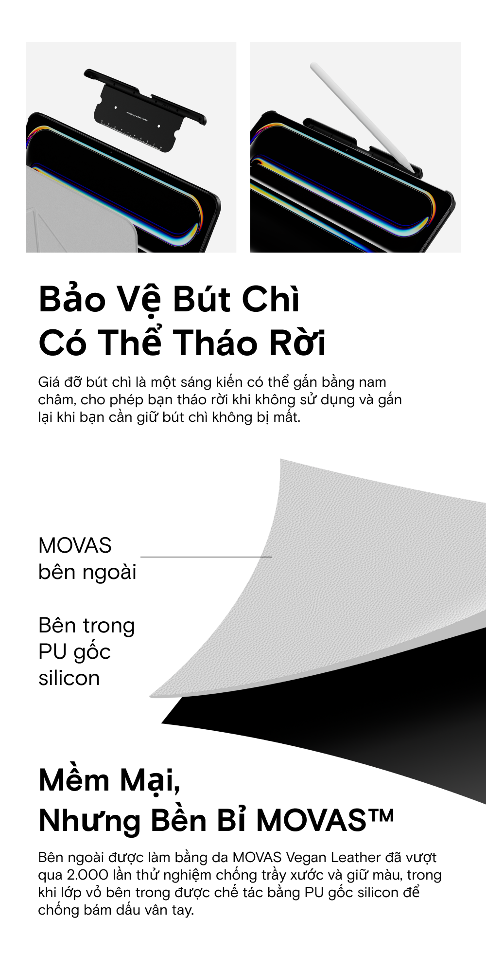 Mô tả Ốp điện thoại Folio phao MOFT cho iPad Air thế hệ thứ 6 11 '' M2 2024 & Pro 13 M4 Folio Giá đỡ bút chì - 4