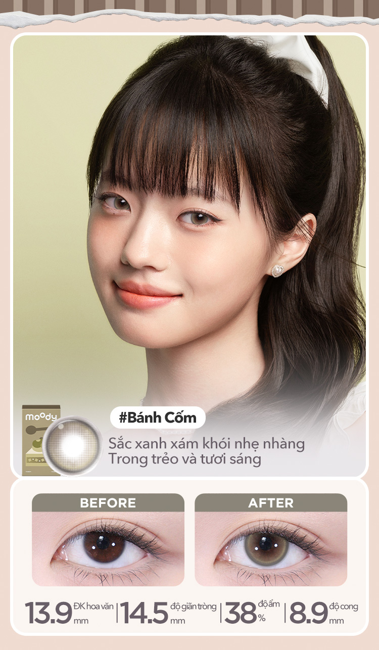 Mô tả Kính áp tròng dùng một lần moody, 6 tháng, mẫu nâu đen tự nhiên, độ cận 0-7, độ giãn tròng 14.0 - 14. 5mm, giá 1 cặp (02 chiếc) - 8
