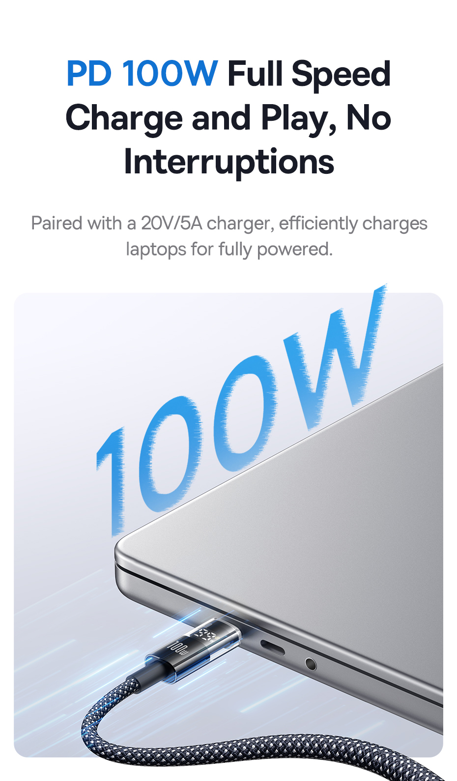Mô tả Baseus Display 2 Cáp dữ liệu sạc nhanh USB-C sang USB-C 100W 1m / 2m - 6