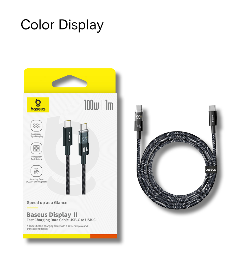 Mô tả Baseus Display 2 Cáp dữ liệu sạc nhanh USB-C sang USB-C 100W 1m / 2m - 12