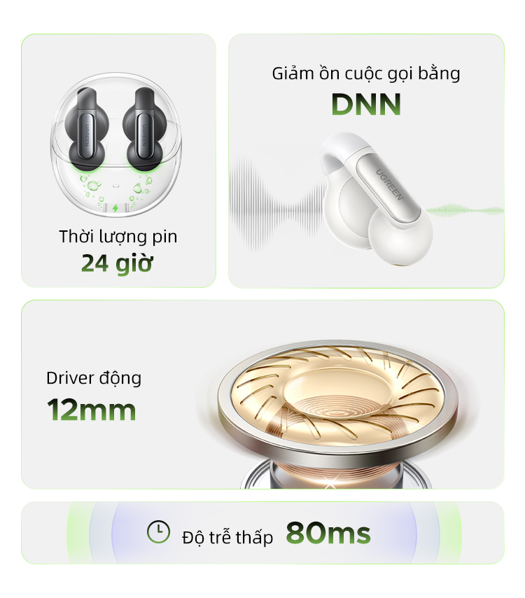 Tai nghe không dây Ugreen 5.4 - Công nghệ kết nối ổn định chube.vn