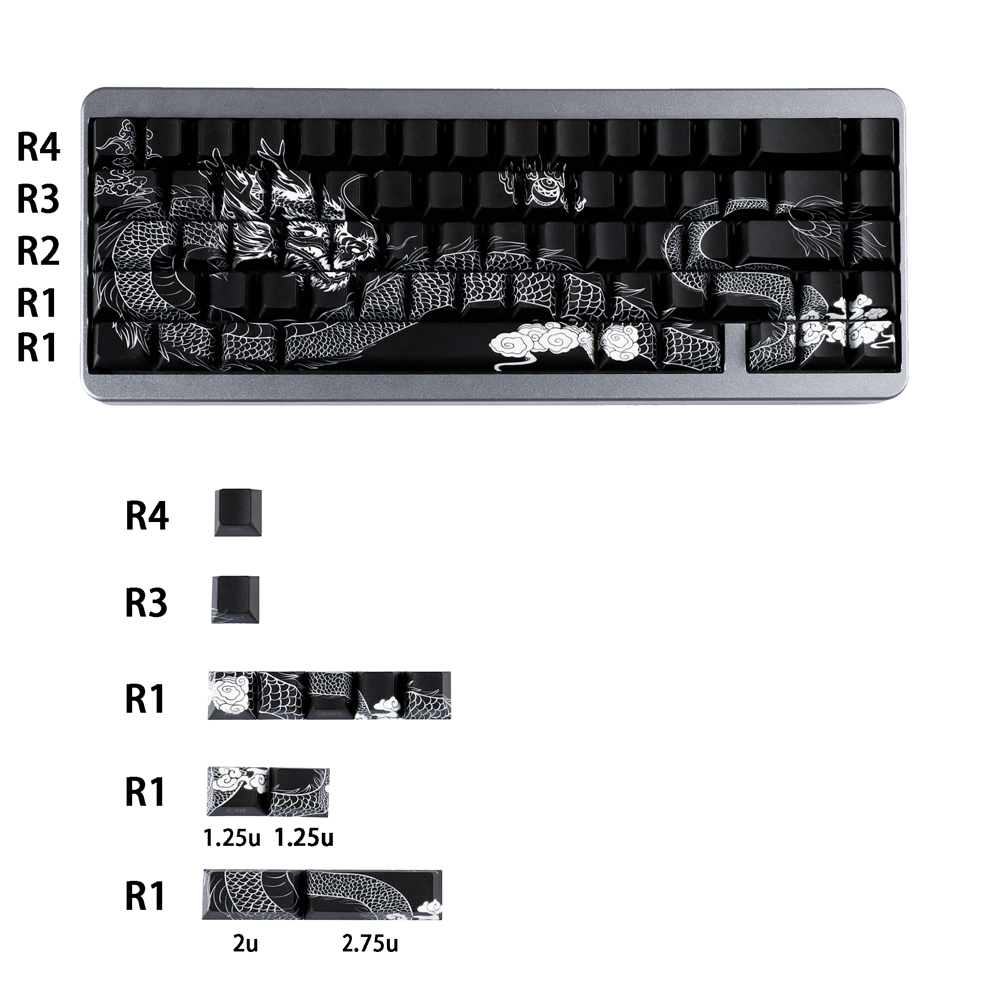 YMDK Trung Quốc Dragon Shadow Keycaps Side-lit PBT Dye Sub Cherry ...