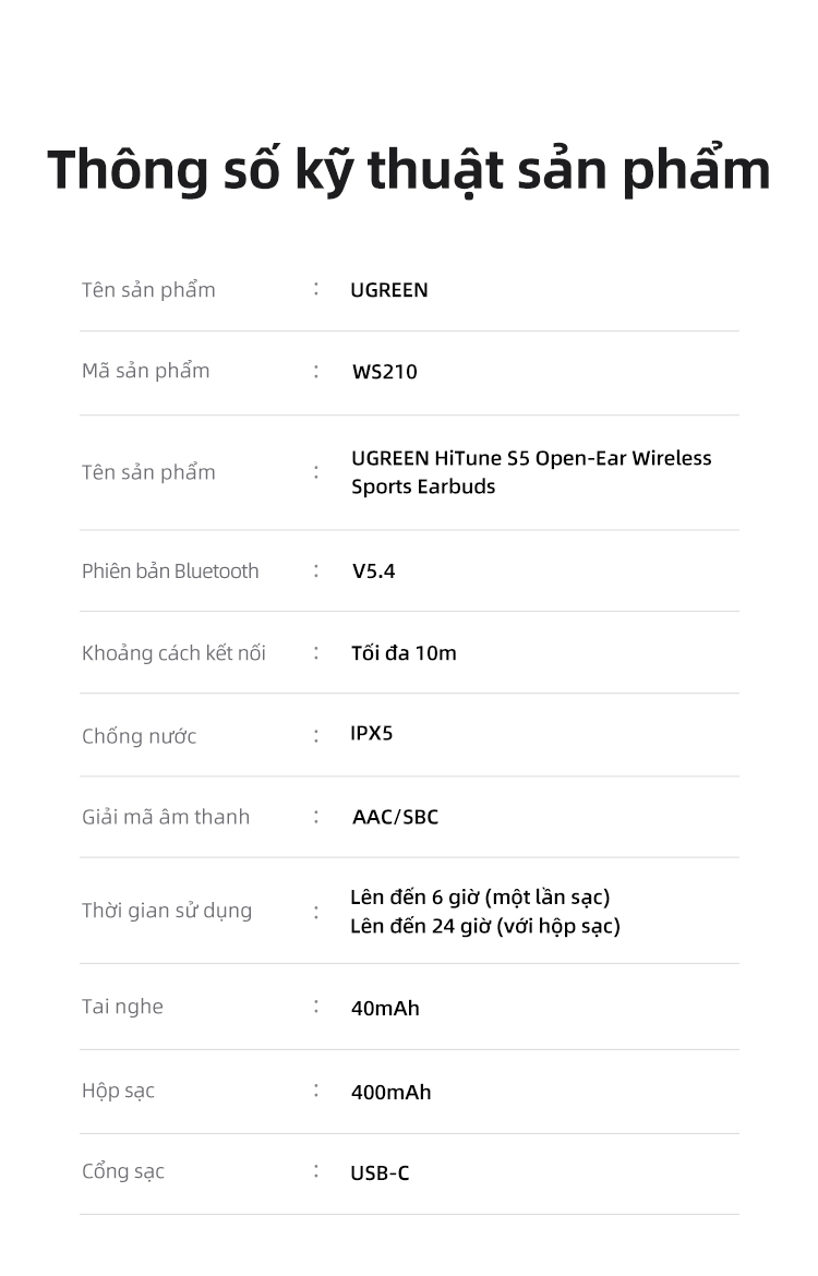 Hướng dẫn sử dụng nhanh Tai nghe Ugreen 5.4 chube.vn