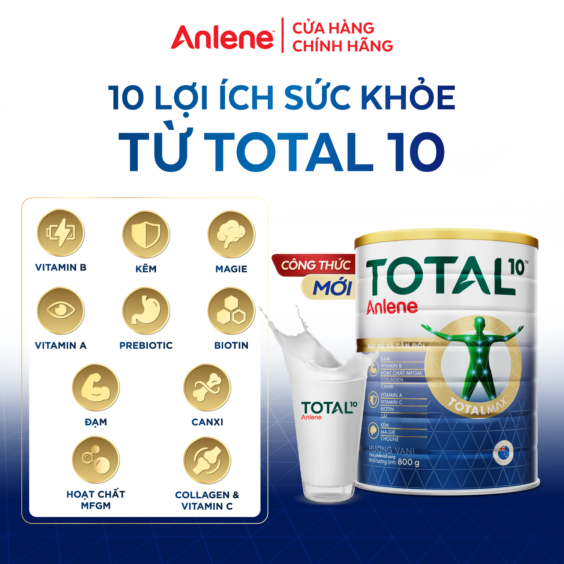 Mô tả Bộ quà tặng combo 2 sữa bột bổ sung dinh dưỡng Anlene TOTAL 10 800g/lon - 1