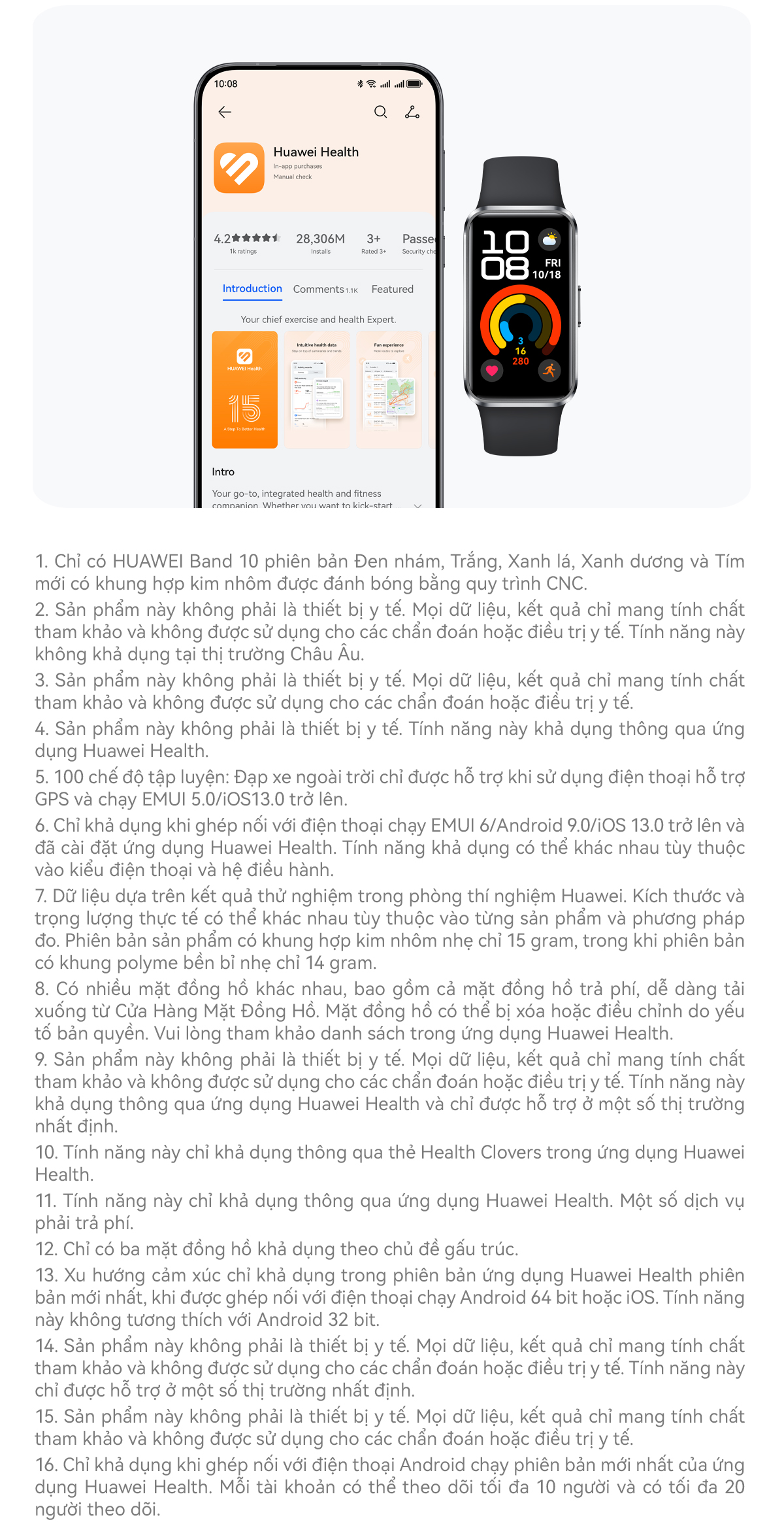 Mô tả Vòng Đeo Tay Thông Minh HUAWEI Band 10 Khung Hợp Kim Nhôm Tinh Tế | Phân Tích Giấc Ngủ Chuyên Nghiệp - 10