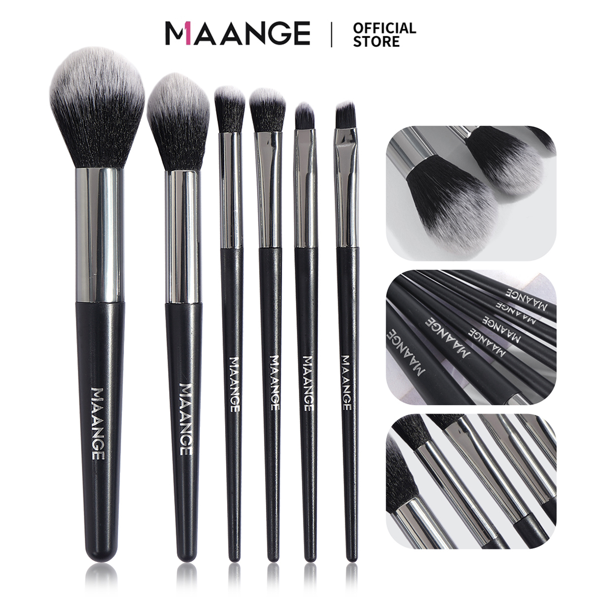 Mô tả MAANGE Bộ cọ makeup 6 cây cọ phấn phủ, má hồng, che khuyết điểm, màu mắt 5728 - 1