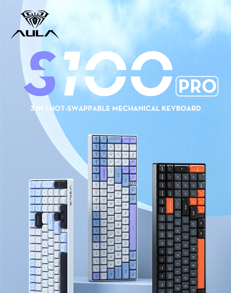 Bàn Phím Cơ AULA S100 S100PRO 99 Phím Hỗn Hợp Ánh Sáng PBT Keycaps Bàn ...