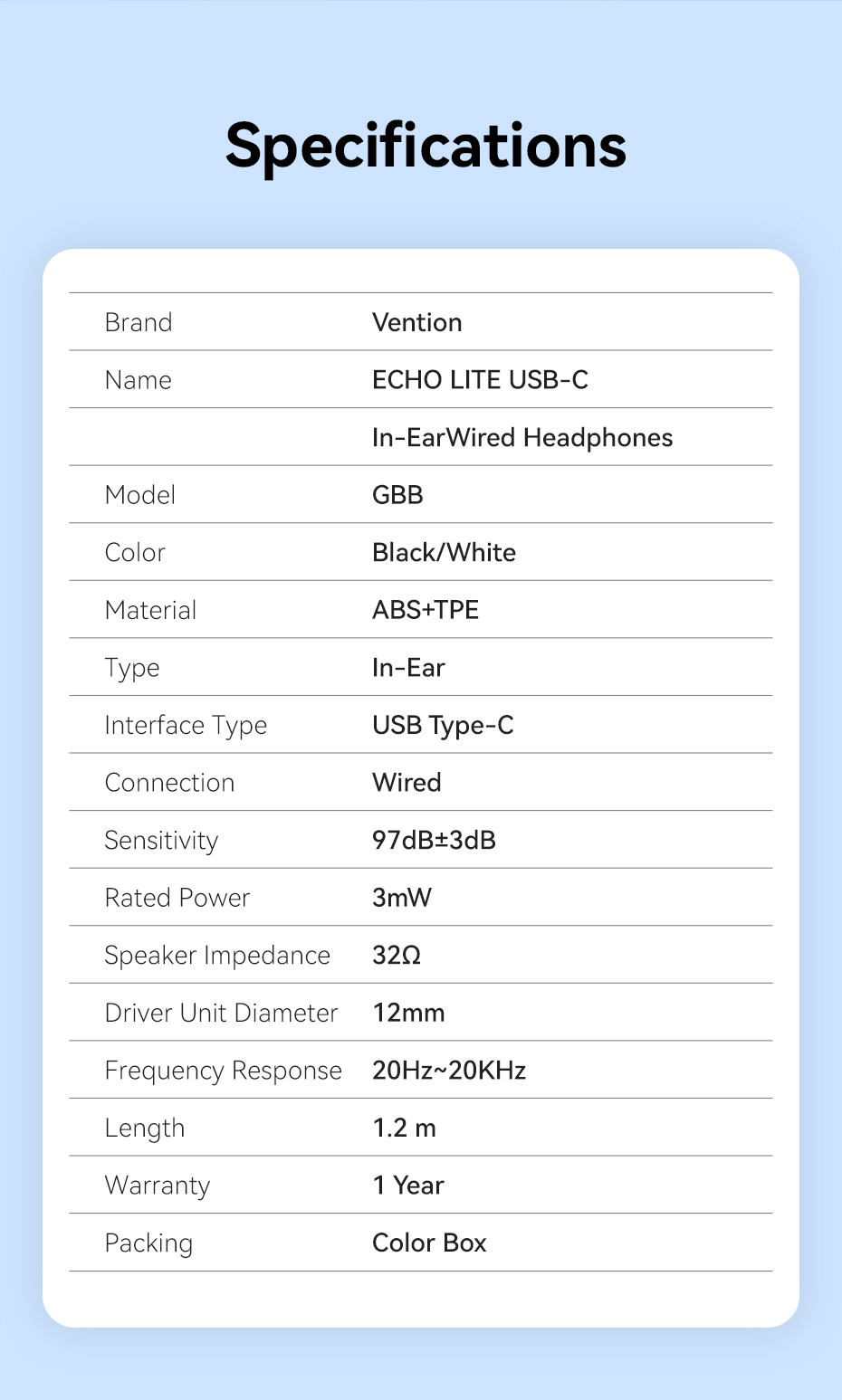 Mô tả Tai nghe Vention ECHO LITE 3.5mm USB C có mic đàm thoại dây dài 1,2 m cho máy tính bảng Máy tính xách tay Điện thoại Tai nghe có dây cho máy tính bàn PC - 5
