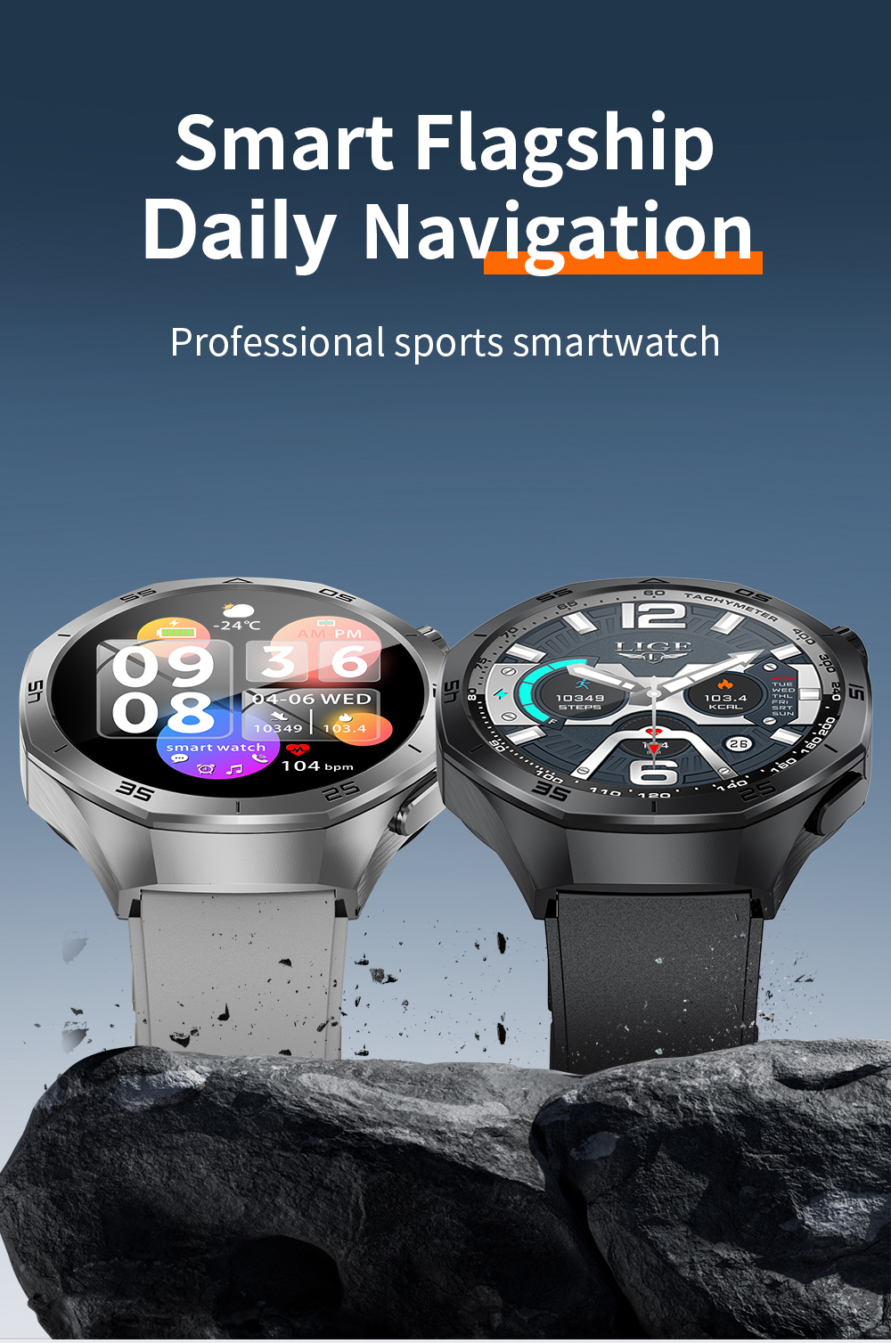 Mô tả Đồng hồ thông minh LIGE Nam chính hãng 1,53 Inch Thể thao chống nước Cuộc gọi Bluetooth Giám sát oxy trong máu - 1