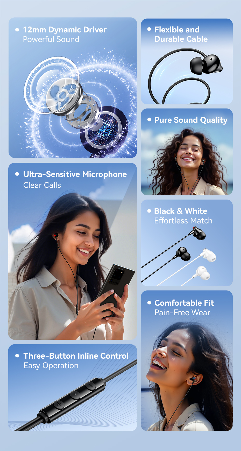 Mô tả Tai nghe Vention ECHO LITE 3.5mm Tai nghe có dây trong tai có MIC cho máy tính bảng Máy tính xách tay Điện thoại Tai nghe Tai nghe có dây - 2