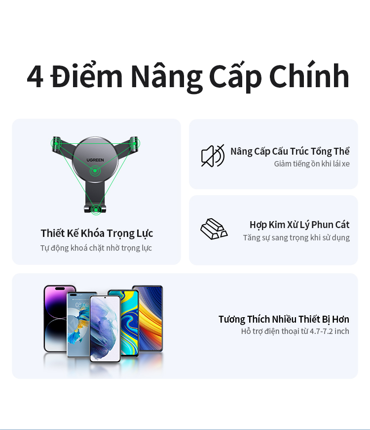 Giá đỡ điện thoại ô tô UGREEN Giá đỡ điện thoại thông hơi trên ô tô cho Xiaomi Samsung iPhone 17 Pro Max/iPhone 18 Pro Max – ảnh mô tả chi tiết 3