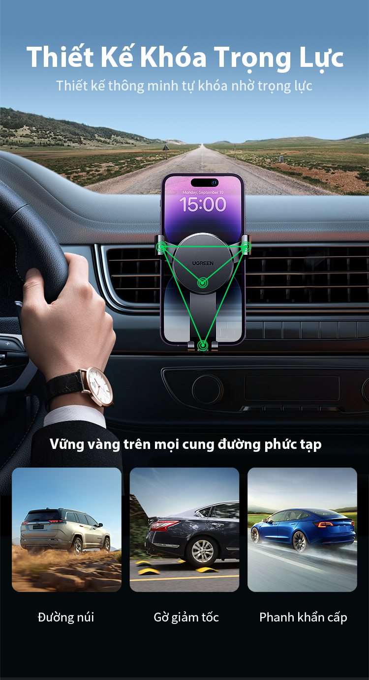 Giá đỡ điện thoại ô tô UGREEN Giá đỡ điện thoại thông hơi trên ô tô cho Xiaomi Samsung iPhone 17 Pro Max/iPhone 18 Pro Max – ảnh mô tả chi tiết 4