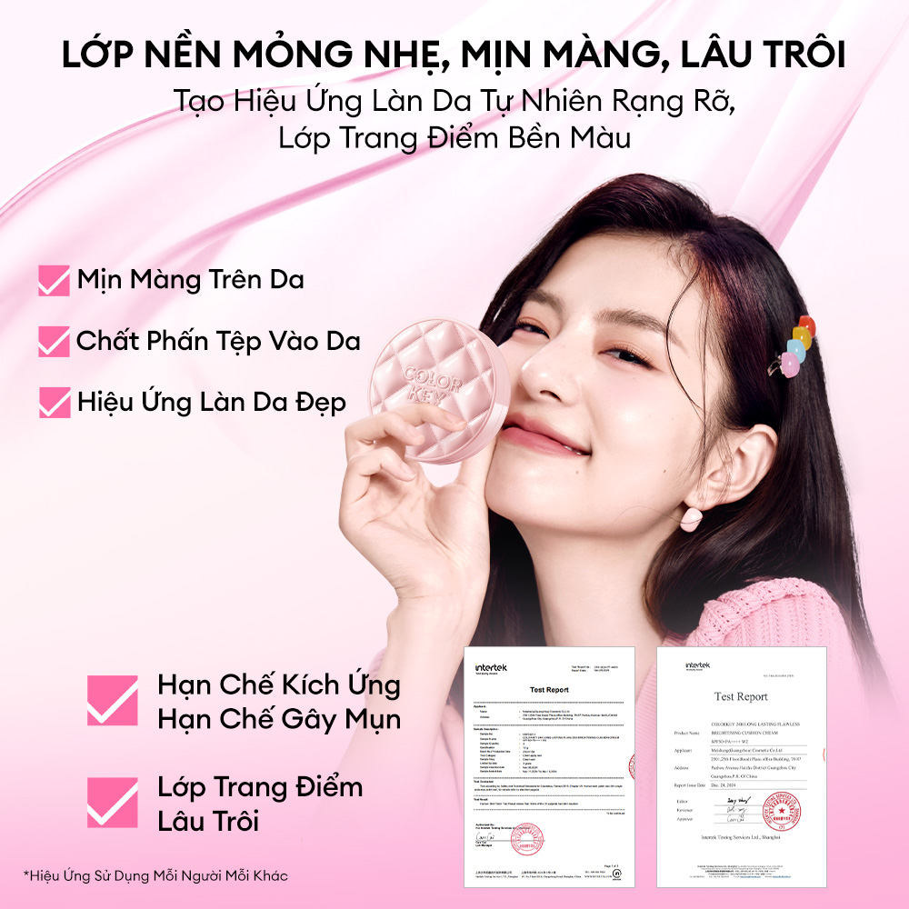 Mô tả COLORKEY SPF50+ Cushion Chống Nắng Kẻ Ô Hồng, Mỏng Nhẹ Giữ Lớp Make-up Lâu Trôi, 11g - 3