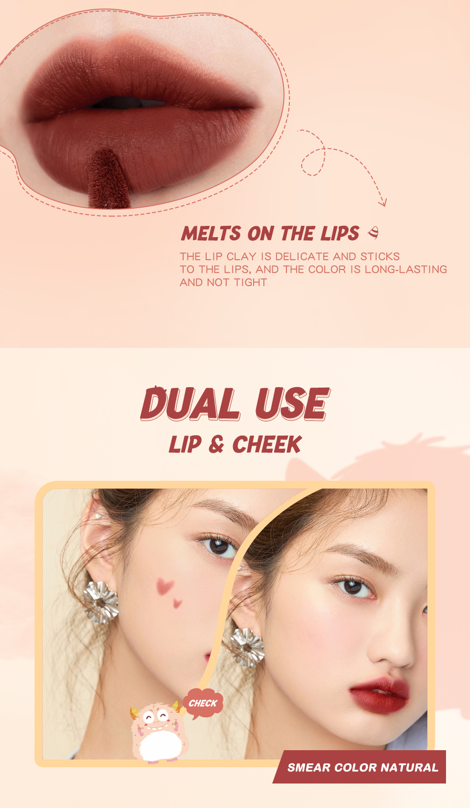 Mô tả Banxeer Lip Mud Matte Liptint Dual Use Lipstick Cho Lip & Cheek Sắc Tố Cao 24g - 3