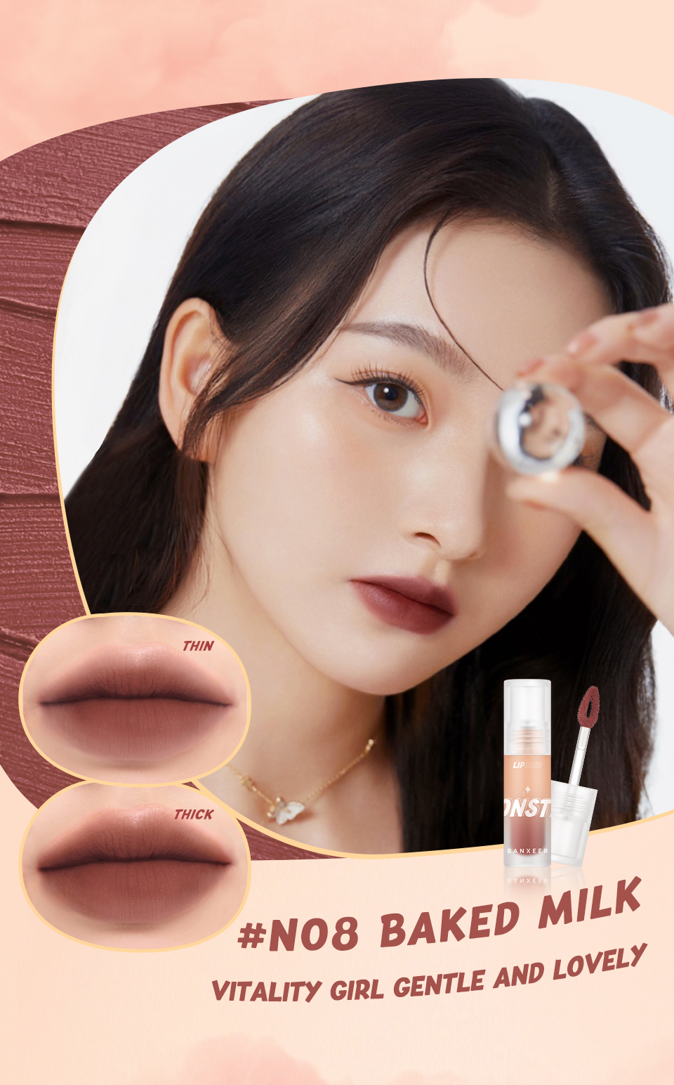Mô tả Banxeer Lip Mud Matte Liptint Dual Use Lipstick Cho Lip & Cheek Sắc Tố Cao 24g - 4