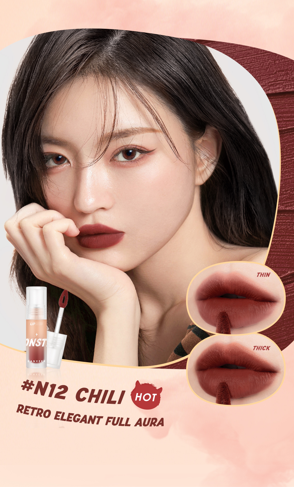Mô tả Banxeer Lip Mud Matte Liptint Dual Use Lipstick Cho Lip & Cheek Sắc Tố Cao 24g - 5