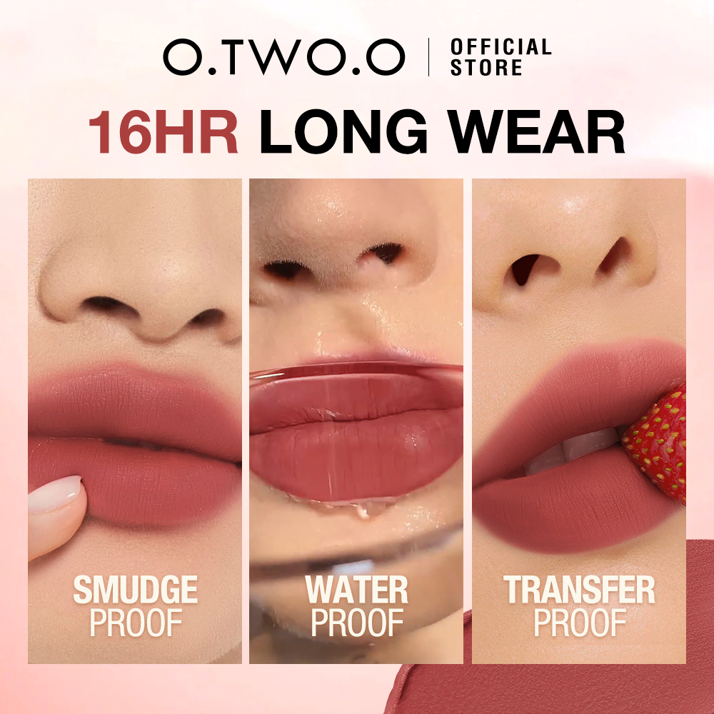 Mô tả O.two.o 8 Màu Cao Cấp Cao Cấp Nhung Mờ Môi Bùn Nhẹ Mịn Chống Thấm Nước Đa Năng - 6
