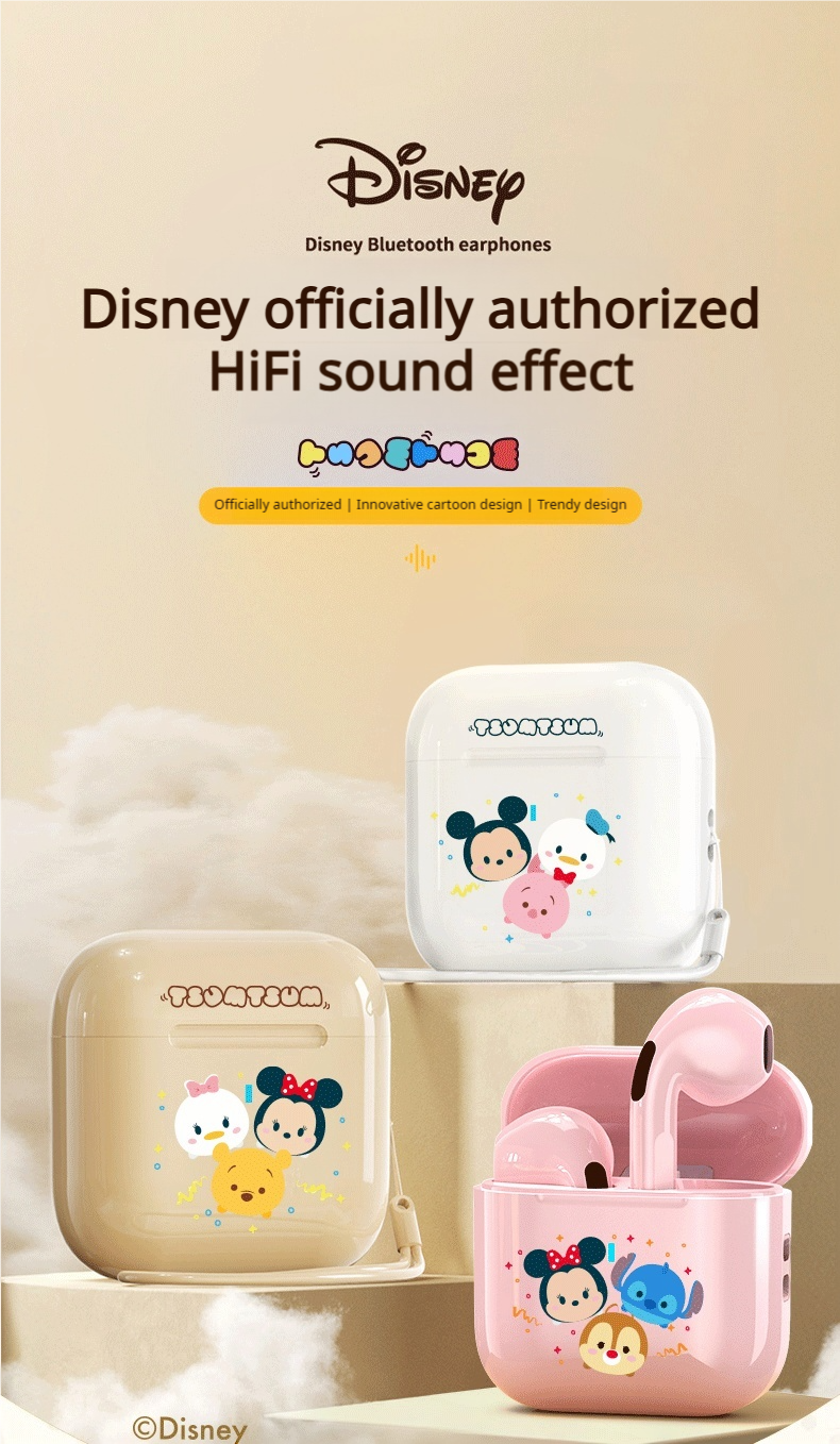 Mô tả Tai Nghe Nhét Tai Bluetooth Disney DN26 không dây Earphone Giảm Tiếng ồn dễ Thương ở chế độ Chờ Lâu Có Micrô Cho oxiaomi - 1