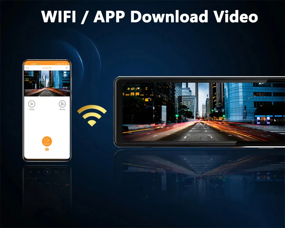 Mô tả ELKEVA 12 Inch 4K + 2K Xe Dvr WIFI Gương Dash Cam Ống Kính Kép Dashcam Drive Stream Gương Chiếu Hậu Màn Hình IPS Máy Ghi Video Camera - 5