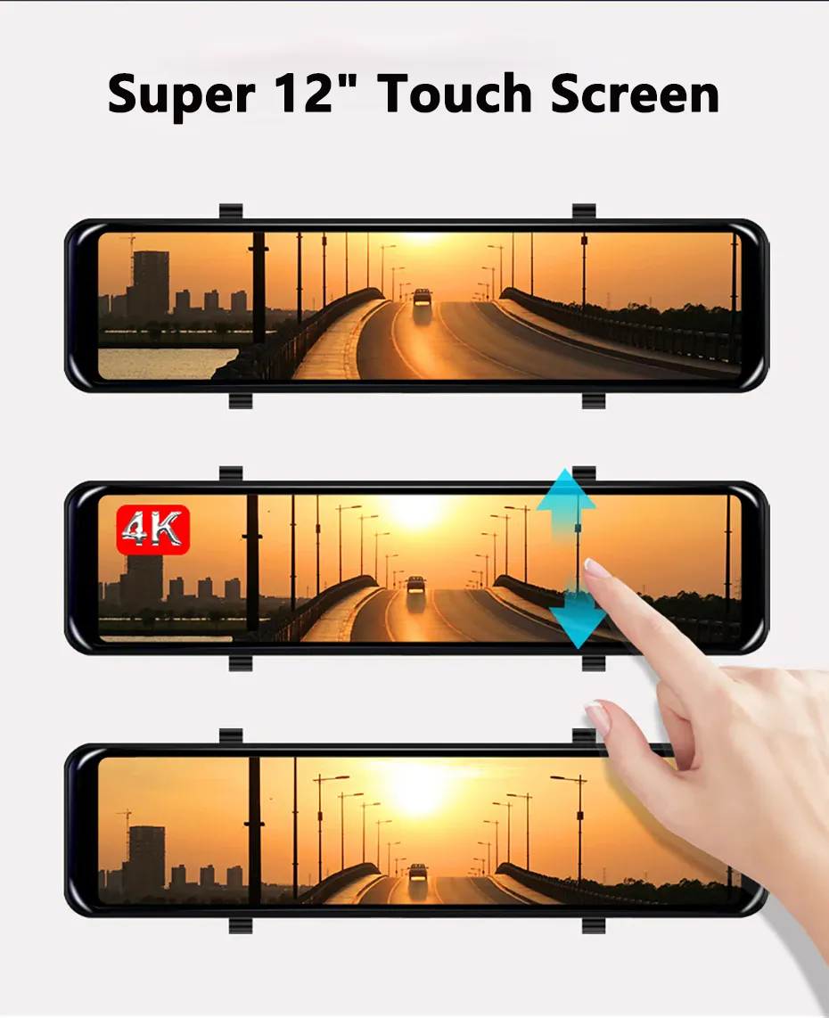 Mô tả ELKEVA 12 Inch 4K + 2K Xe Dvr WIFI Gương Dash Cam Ống Kính Kép Dashcam Drive Stream Gương Chiếu Hậu Màn Hình IPS Máy Ghi Video Camera - 6