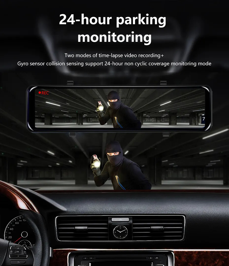 Mô tả ELKEVA 12 Inch 4K + 2K Xe Dvr WIFI Gương Dash Cam Ống Kính Kép Dashcam Drive Stream Gương Chiếu Hậu Màn Hình IPS Máy Ghi Video Camera - 8