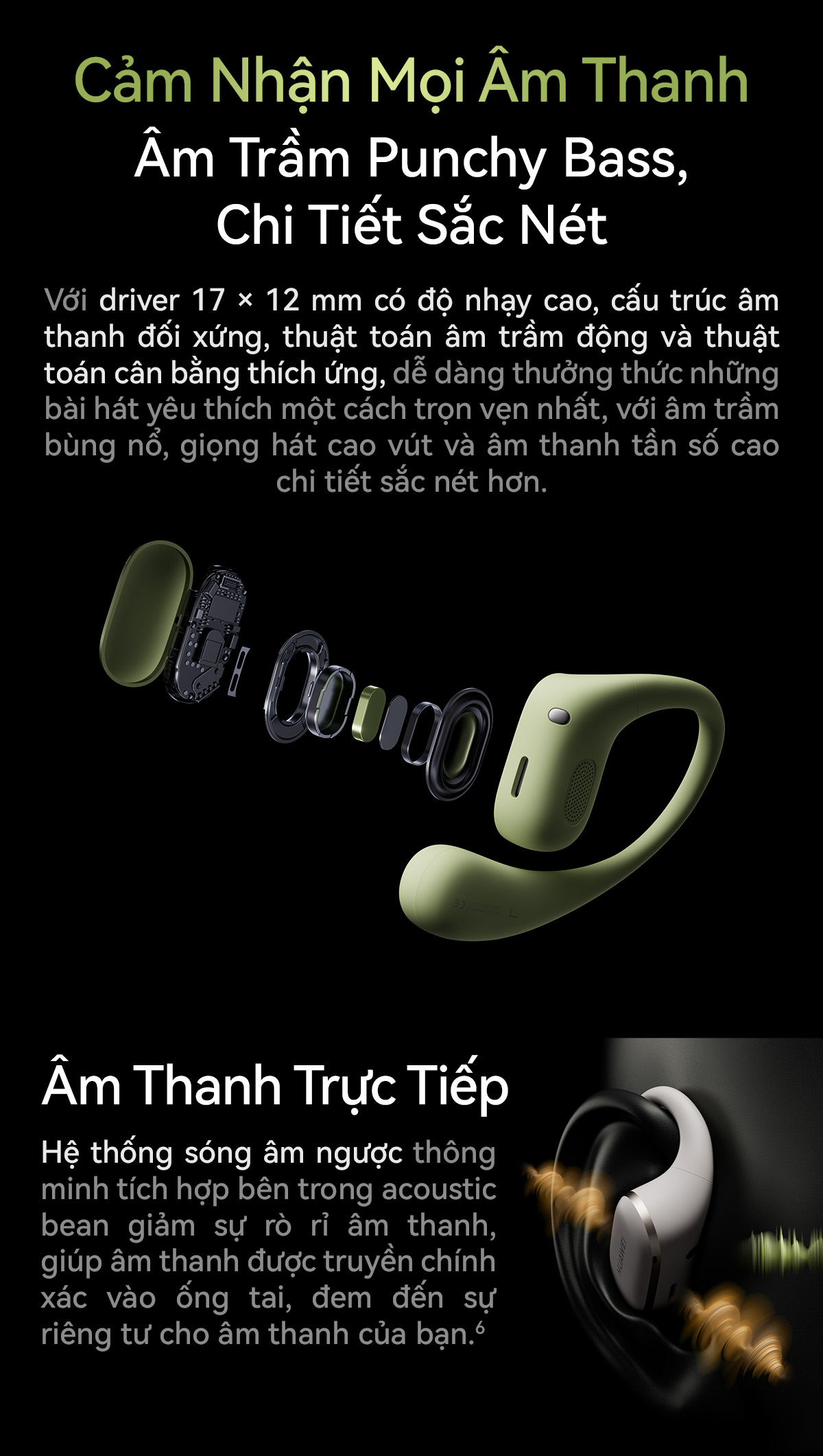 Mô tả Tai Nghe HUAWEI FreeArc Thiết Kế Góc Tam Giác 140° Tối Ưu | Chất Âm Bùng Nổ | Kháng Nước Chuẩn IP57 - 5