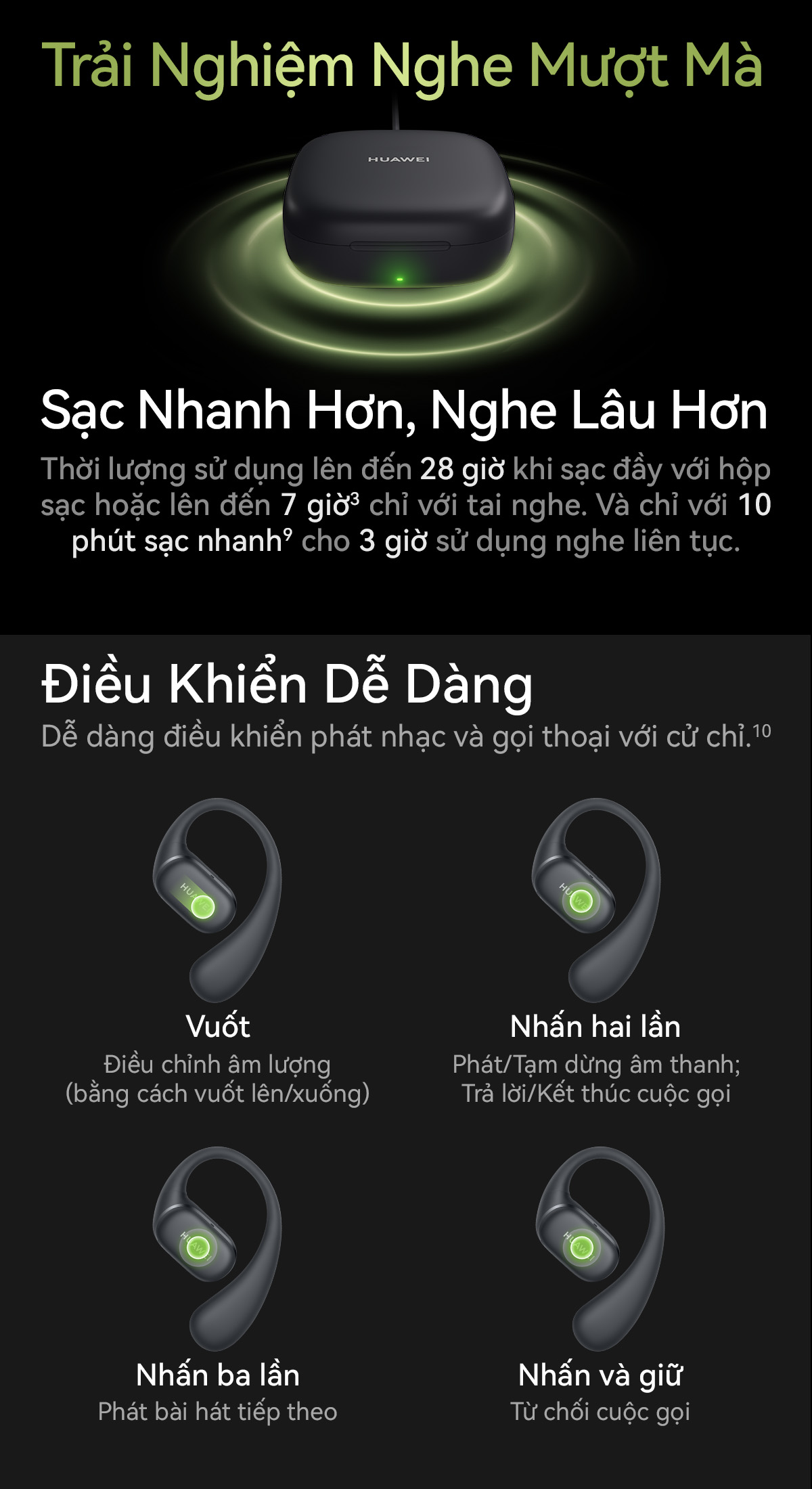 Mô tả Tai Nghe HUAWEI FreeArc Thiết Kế Góc Tam Giác 140° Tối Ưu | Chất Âm Bùng Nổ | Kháng Nước Chuẩn IP57 - 7