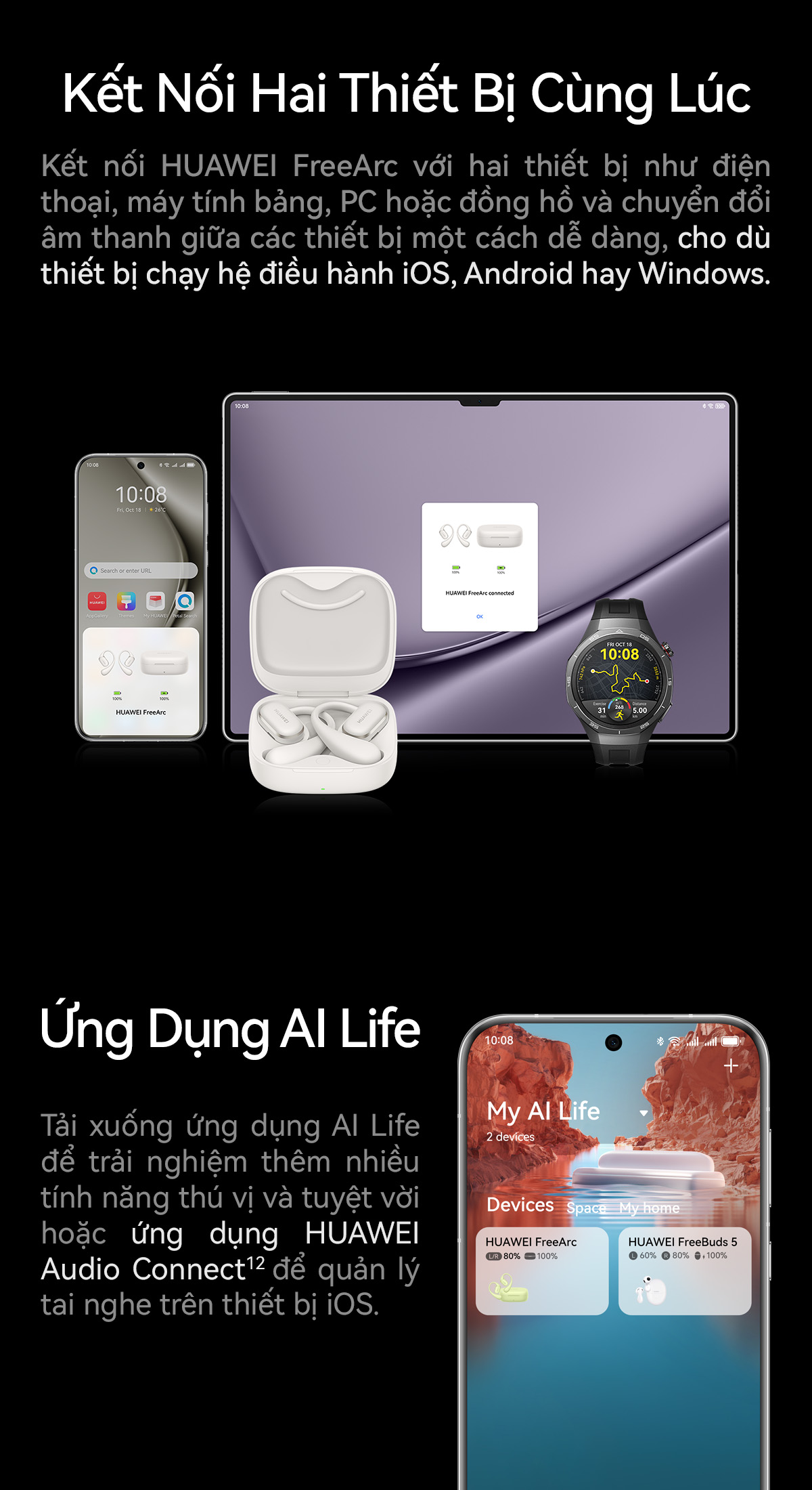 Mô tả Tai Nghe HUAWEI FreeArc Thiết Kế Góc Tam Giác 140° Tối Ưu | Chất Âm Bùng Nổ | Kháng Nước Chuẩn IP57 - 8