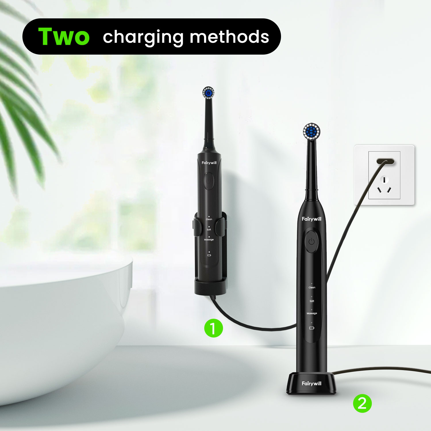 Mô tả Bàn chải đánh răng điện Fairywill 2233 ADA được chấp nhận USB làm sạch âm thanh mạnh mẽ - 9