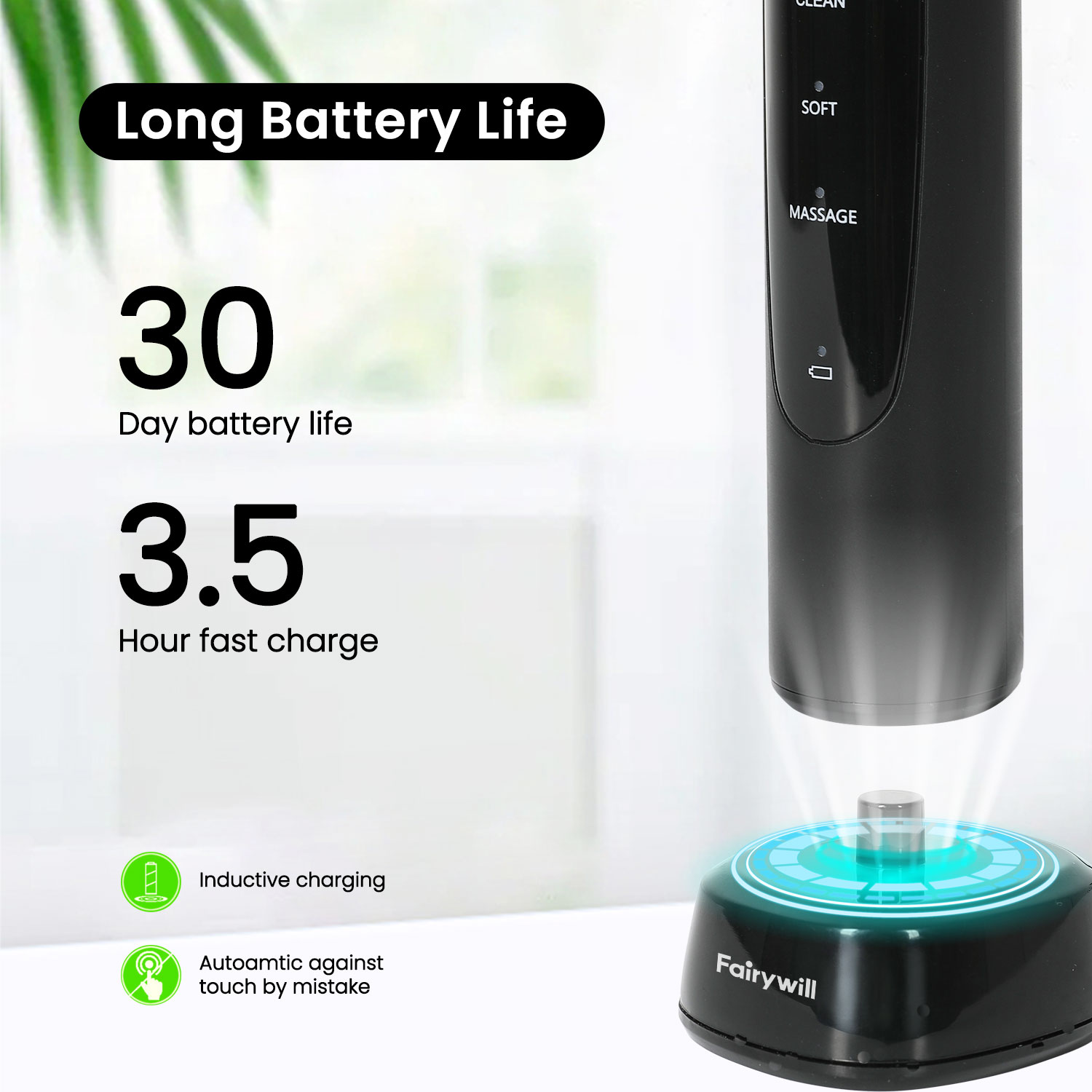 Mô tả Bàn chải đánh răng điện Fairywill 2232 được chấp nhận mạnh mẽ Sonic Cleaning US Plug - 2