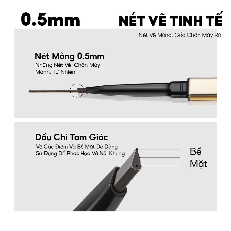 Mô tả COLORKEY Chì kẻ mày hai đầu tam giác chống thấm nước lâu trôi cho người mới tập trang điểm - 3