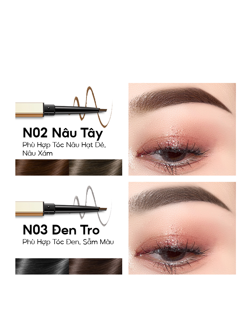 Mô tả COLORKEY Chì kẻ mày hai đầu tam giác chống thấm nước lâu trôi cho người mới tập trang điểm - 5
