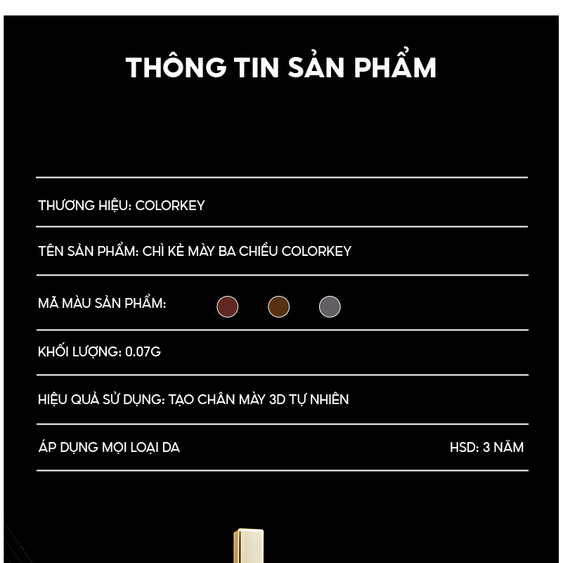 Mô tả COLORKEY Chì kẻ mày hai đầu tam giác chống thấm nước lâu trôi cho người mới tập trang điểm - 11
