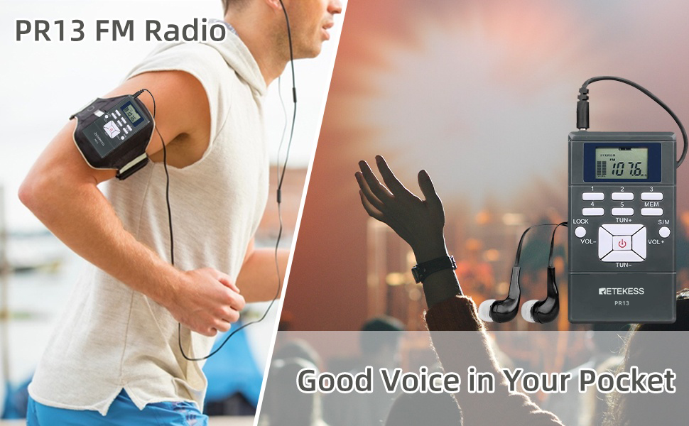 Mô tả Radio Retekess Pr13 Fm Mini Xách Tay Với Đồng Hồ Kỹ Thuật Số 24 Giờ - 1