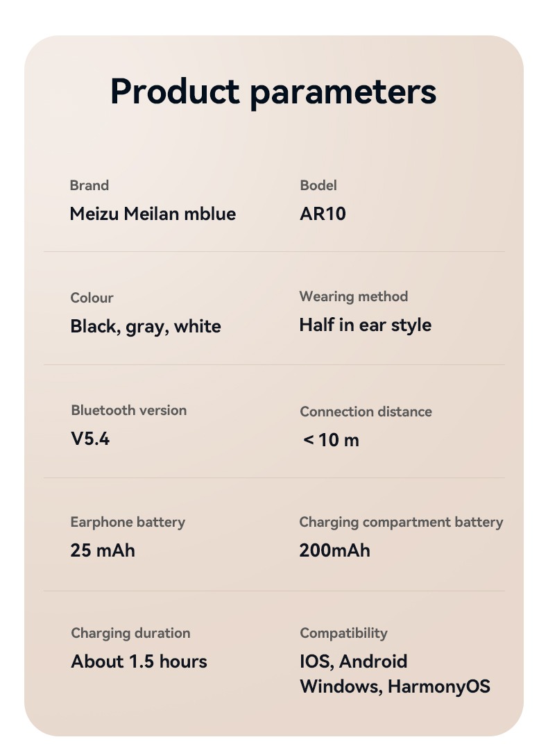 Mô tả Tai nghe không dây Meizu mblue AR10 360° Âm thanh vòm Tai nghe chống nước nửa tai Bluetooth có sử dụng độc lập - 11