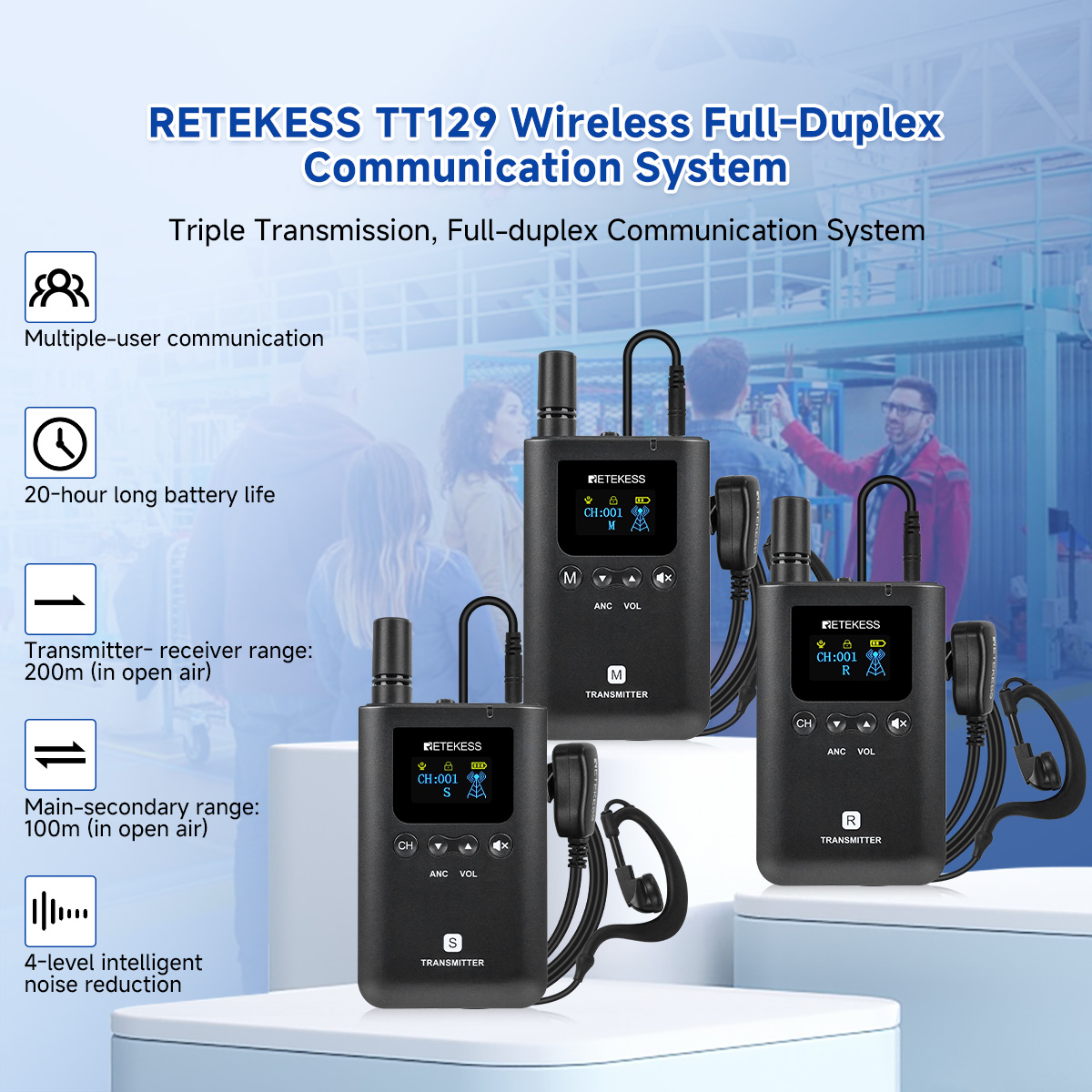 Retekess TT129 hỗ trợ 3 người nói đồng thời