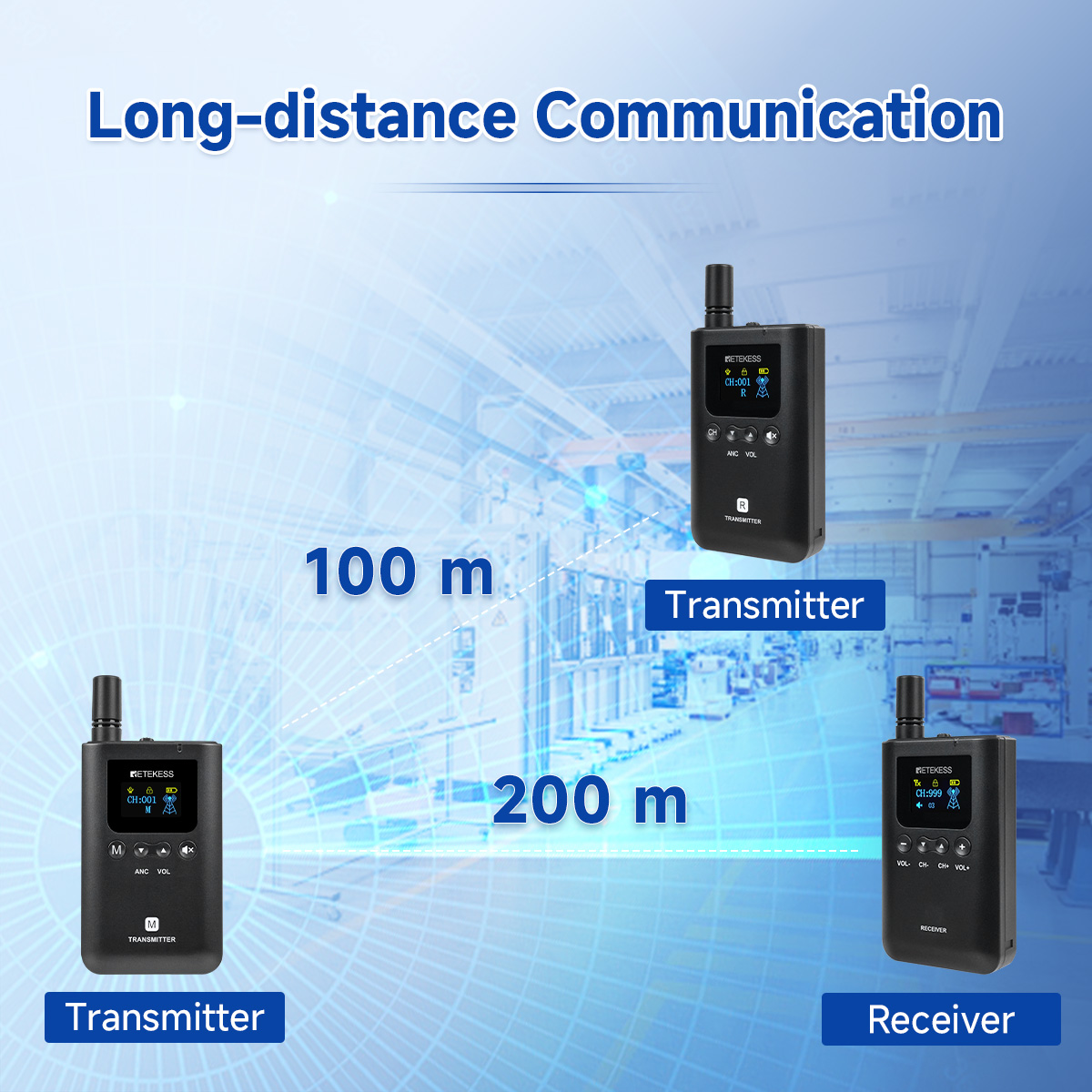 Mô tả Retekess TT129 Hướng dẫn du lịch Gystem Wireless Hỗ trợ nói đồng thời ba cấp độ Giảm tiếng ồn Khoảng cách dài cho bài giảng Đào tạo doanh nghiệp - 4