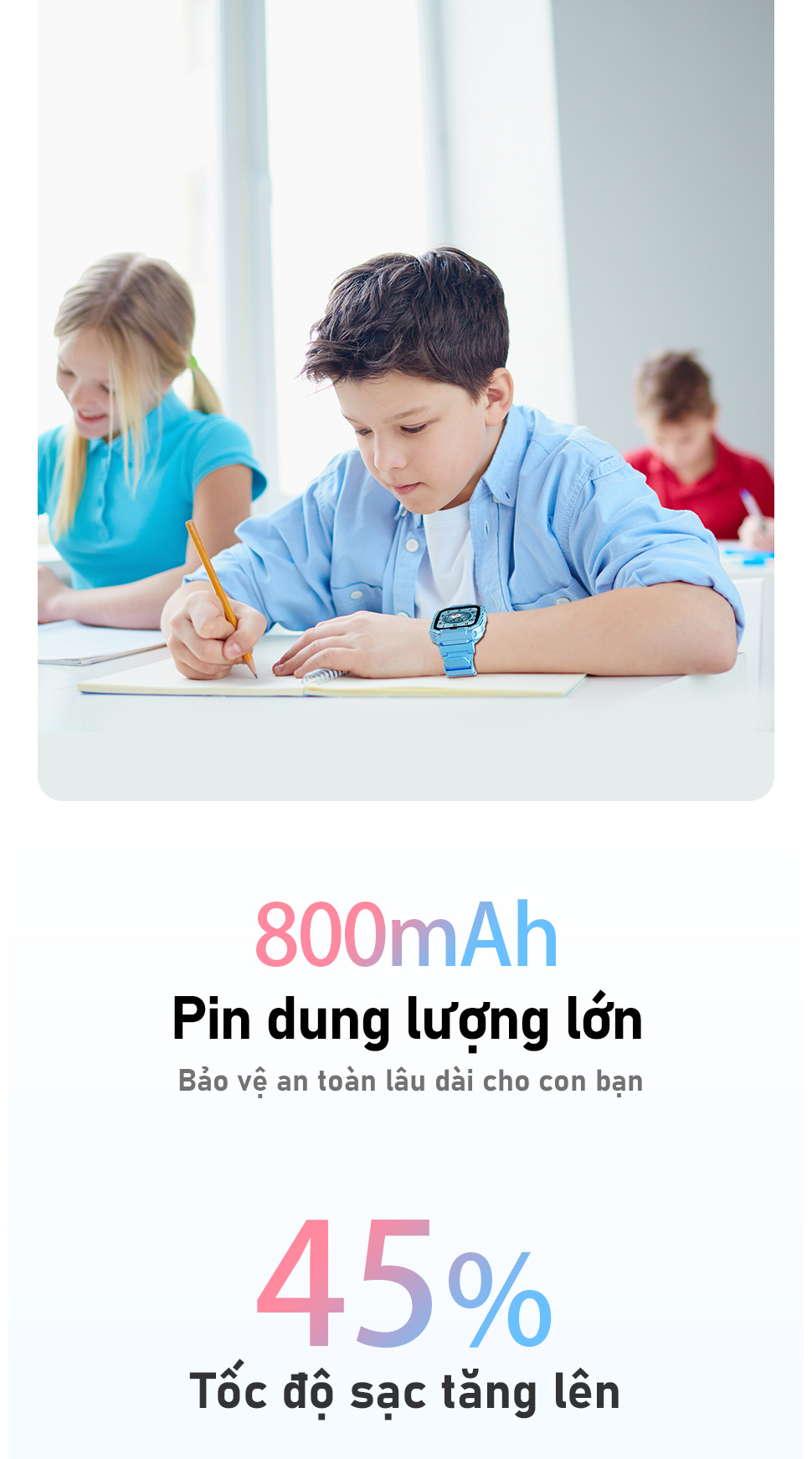 Mô tả Đồng hồ thông minh trẻ em Awei có Camera kép theo dõi GPS có khe cắm thẻ SIM IP65 chống nước - 8