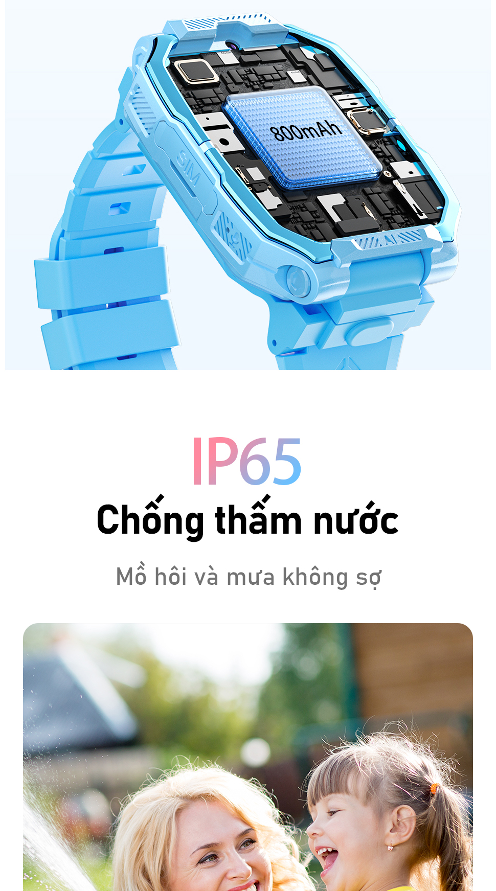 Mô tả Đồng hồ thông minh trẻ em Awei có Camera kép theo dõi GPS có khe cắm thẻ SIM IP65 chống nước - 9