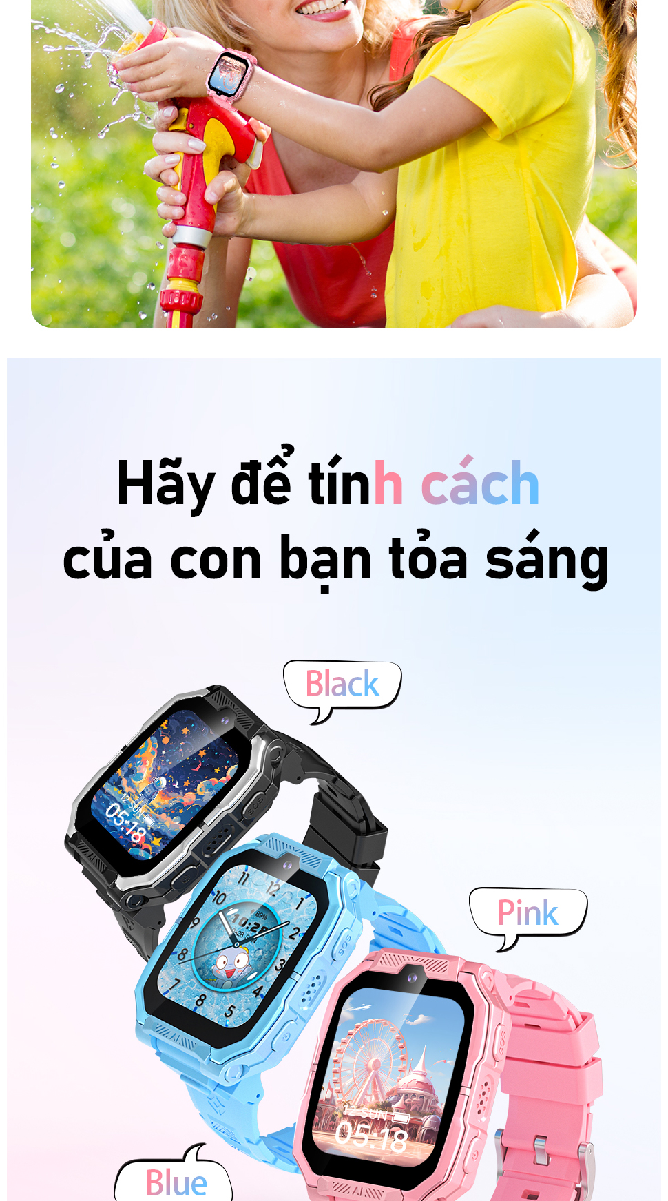 Mô tả Đồng hồ thông minh trẻ em Awei có Camera kép theo dõi GPS có khe cắm thẻ SIM IP65 chống nước - 10