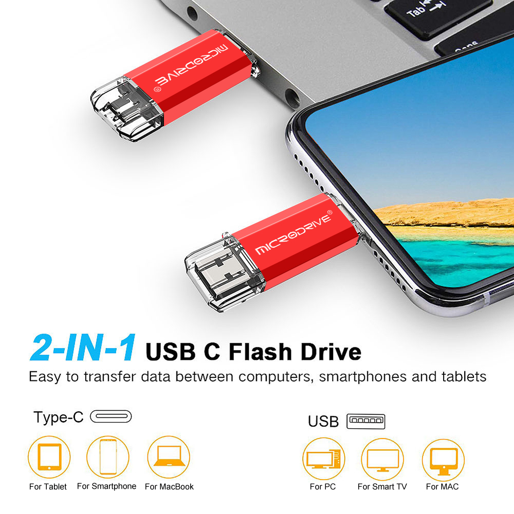 Ổ đĩa Flash Microdrive 32GB 64GB 128GB USB Type C Ổ đĩa bút OTG tốc độ ...