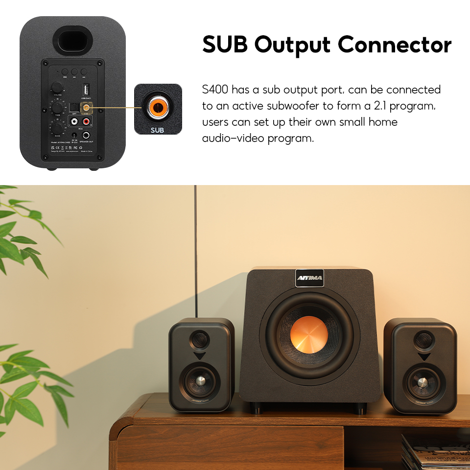 Bluetooth Speaker AIYIMA S400 Bluetooth Bookshelf Speakers 80W