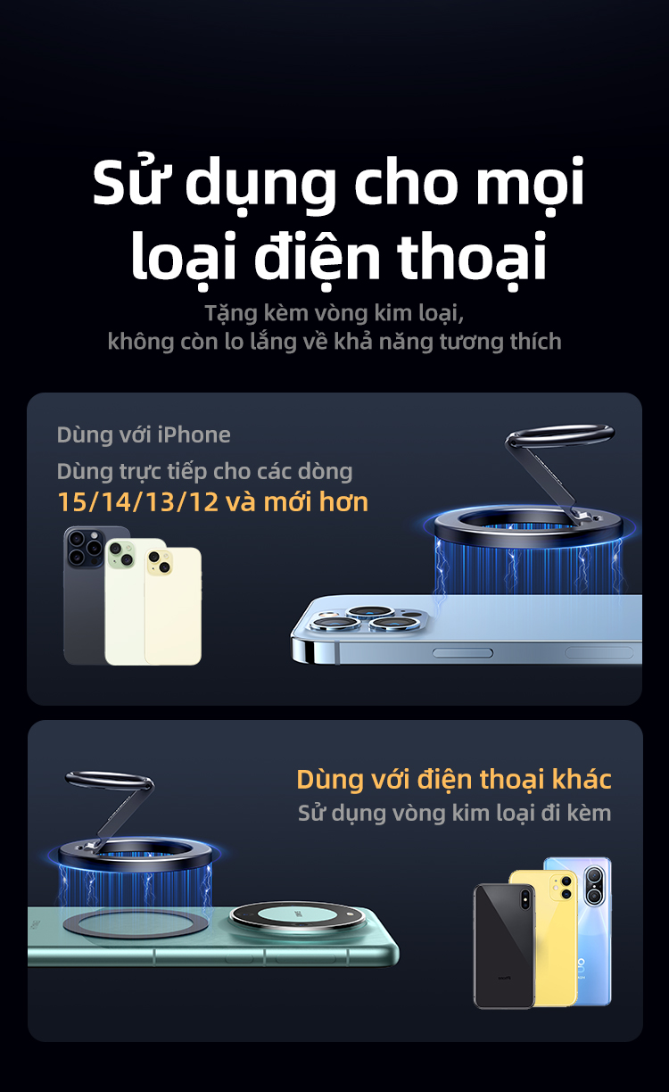 Ugreen MagSafe Giá đỡ vòng điện thoại từ tính Hợp kim kẽm Giá đỡ có thể điều chỉnh Kẹp điện thoại cho cho iPhone 18 Pro Max/Xiaomi/Samsung – ảnh mô tả chi tiết 6