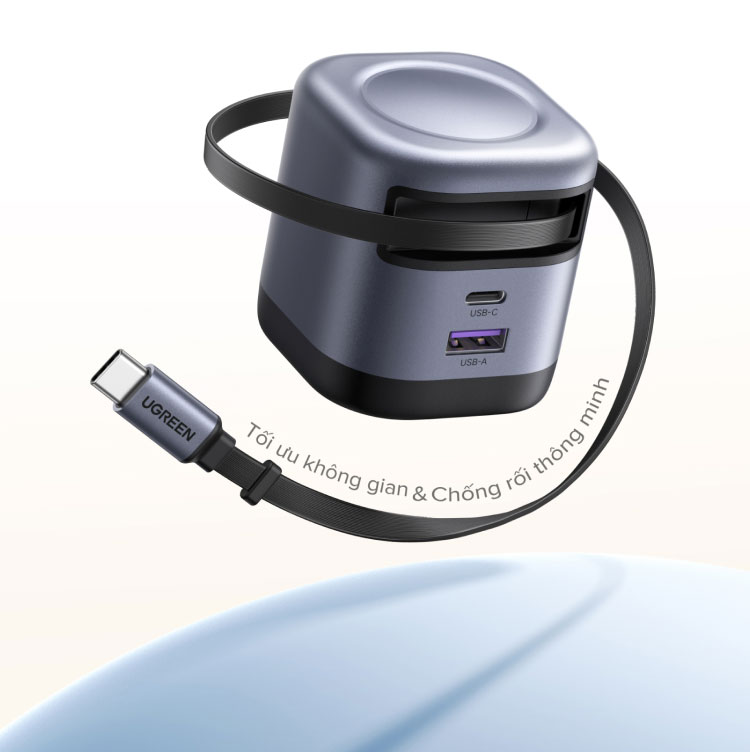 [Nexode] Bộ sạc GaN UGREEN 45W USB-C * 2 / USB-A * 1 / 3 cổng Sạc nhanh Nexode GaN với cáp USB C có thể thu vào 75cm cho iPhone 18 Pro Max iPhone 17 Pro Max IPhone 16 / 15 / 14 / … – ảnh mô tả chi tiết 2