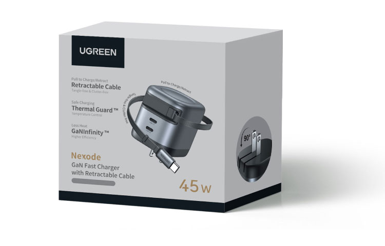 [Nexode] Bộ sạc GaN UGREEN 45W USB-C * 2 / USB-A * 1 / 3 cổng Sạc nhanh Nexode GaN với cáp USB C có thể thu vào 75cm cho iPhone 18 Pro Max iPhone 17 Pro Max IPhone 16 / 15 / 14 / … – ảnh mô tả chi tiết 24